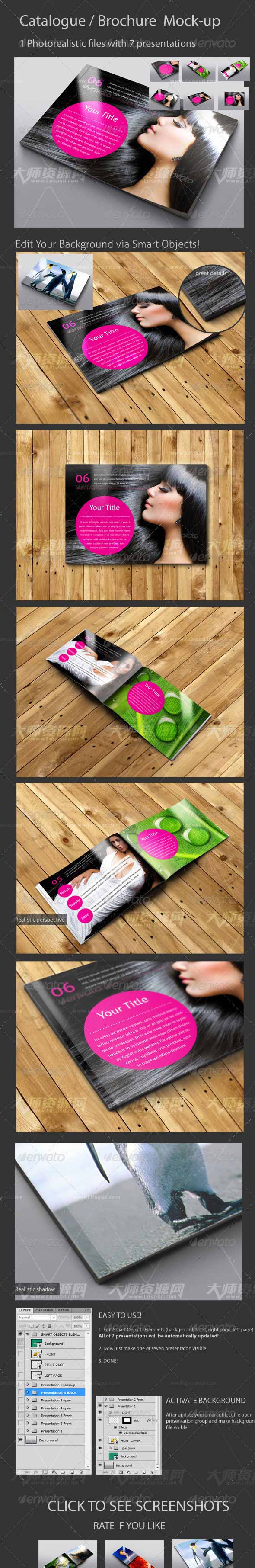 Brochure Catalog Mock-Up,逼真的画册展示模型